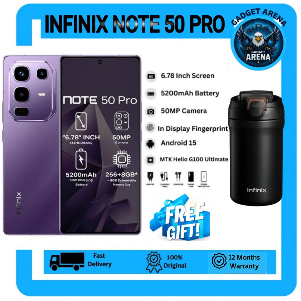 [NEW ARRIVAL DEAL] Infinix Note 50 PRO 256GB+16GB (8+8)GB RAM 6.78" 144Hz Screen Dual SIM Phone 90W 5200mAh 50MP Camera Android 15 + FREE GIFT