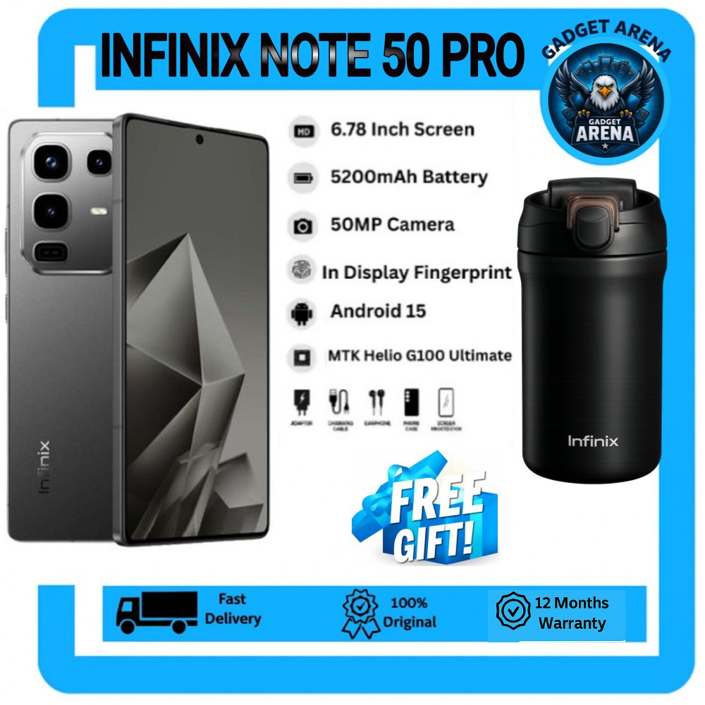 [NEW ARRIVAL DEAL] Infinix Note 50 PRO 256GB+16GB (8+8)GB RAM 6.78" 144Hz Screen Dual SIM Phone 90W 5200mAh 50MP Camera Android 15 + FREE GIFT