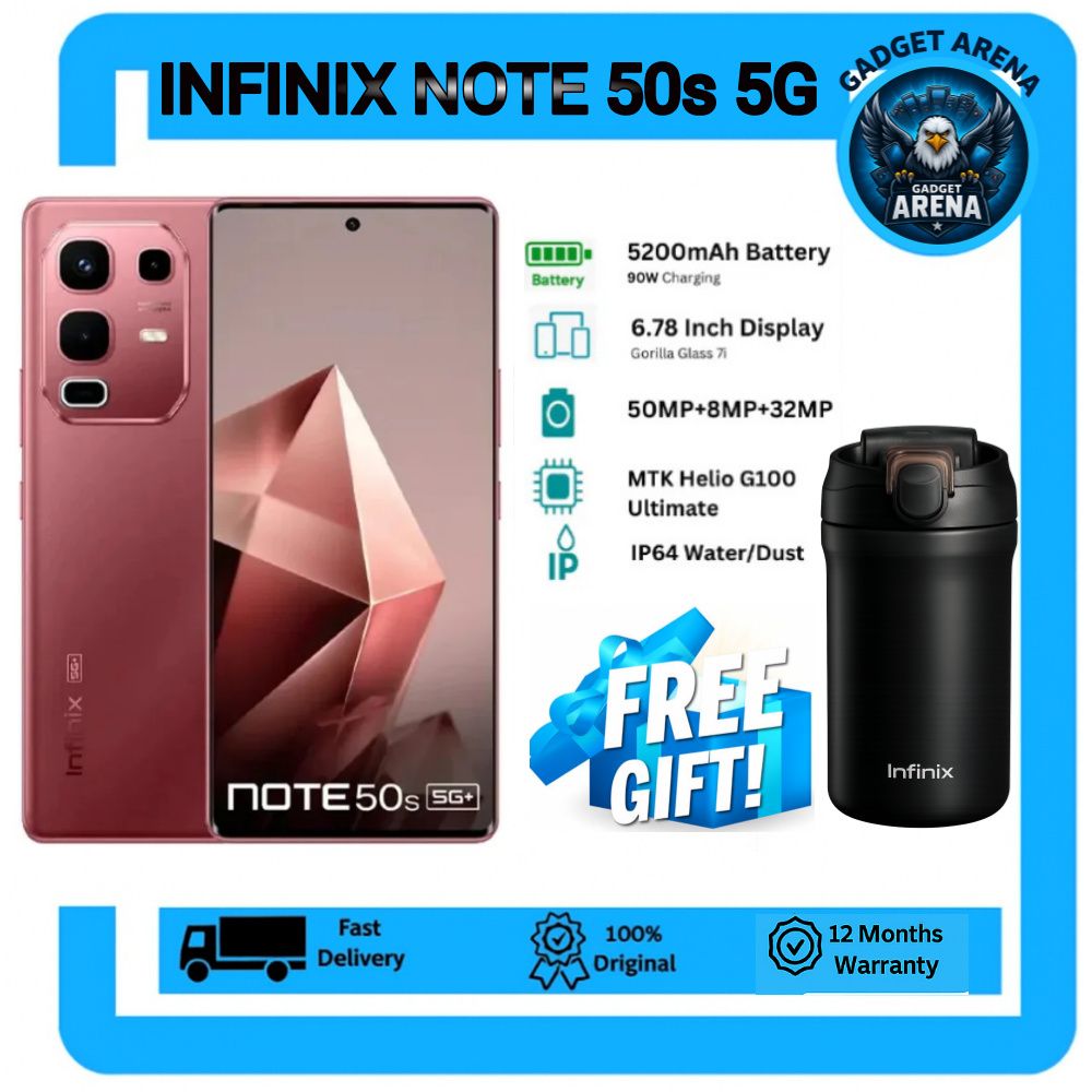 [SUPER DEALS] Infinix Note 50S 5G Network 256GB+16GB (8+8)GB RAM 6.78" 144Hz Screen Dual SIM Phone 63MP Camera 5200mAh Battery45W charging Android 15 + FREE GIFT