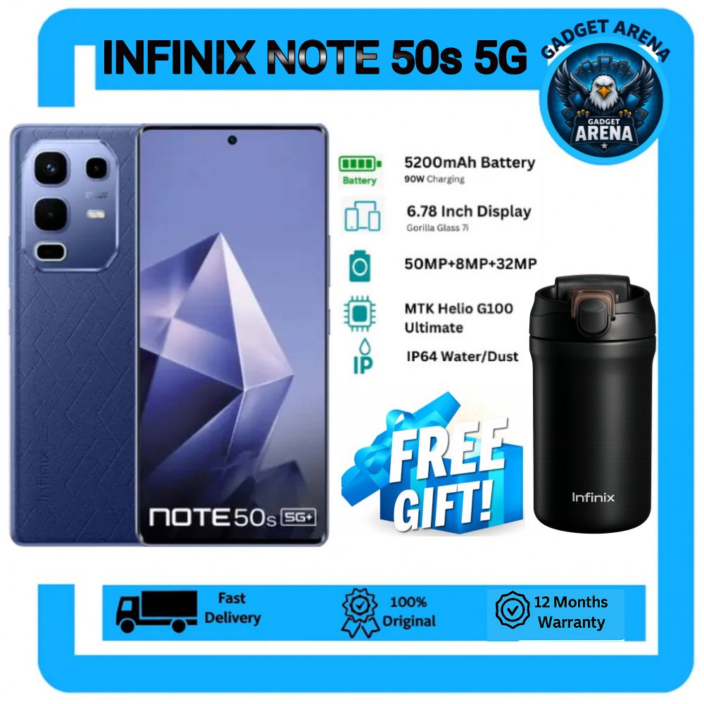 [SUPER DEALS] Infinix Note 50S 5G Network 256GB+16GB (8+8)GB RAM 6.78" 144Hz Screen Dual SIM Phone 63MP Camera 5200mAh Battery45W charging Android 15 + FREE GIFT