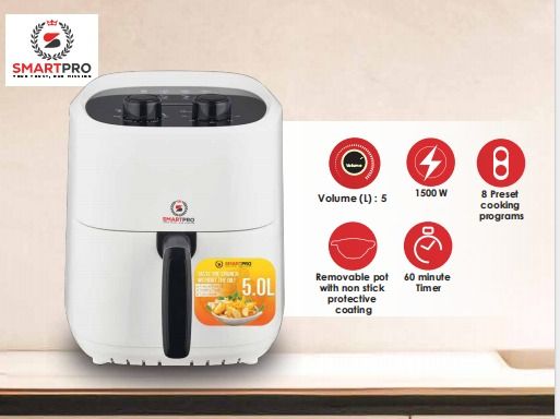 SMARTPRO 5Litres  Manual Electric Air Fryer SAF-230WB 60 Minutes Timer Non Stick