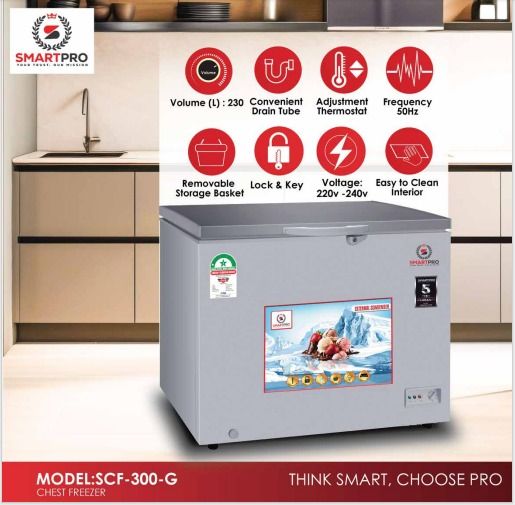 SMARTPRO 230Ltrs CHEST FREEZER SCF-300G 1 Year Warranty