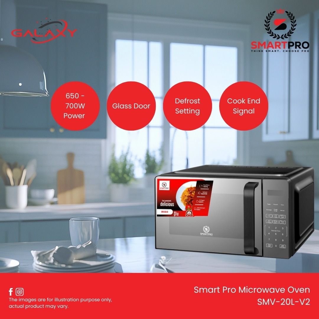 SMARTPRO 20Ltrs Digital Microwave Oven High Quality Microwaves With Warranty SMV-20L-V2 1 Year Warranty