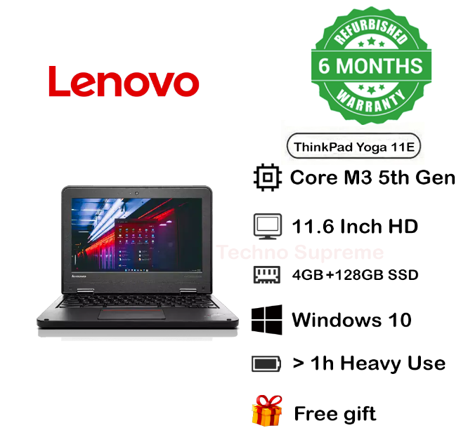 Free Gift Refurbished  Lenovo Thinkpad 11E Core M35th Generation 4GB 128GBSSD Grade One with Windows and Office Installed TECHNO SUPREME