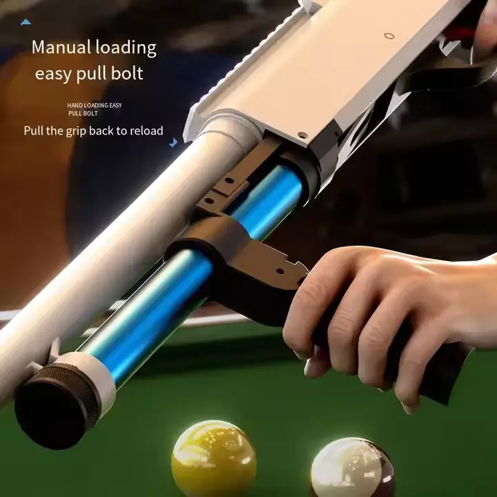 Automatic launch of billiard cue, competitive games, precision shooting, gun-shaped billiard cue, snooker