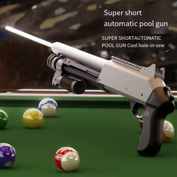Automatic launch of billiard cue, competitive games, precision shooting, gun-shaped billiard cue, snooker