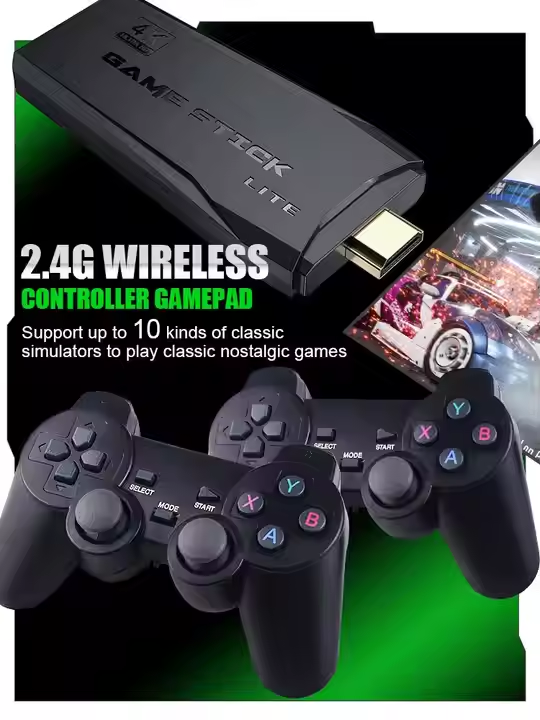 Wireless Retro Game Console,Retro Game Dongle,Plug & Play Video TV Game Dongle within 20000+ Games Built-in, 9 Classic Emulators, 4K HD Nostalgia Game for TV, Dual 2.4G Wireless Control