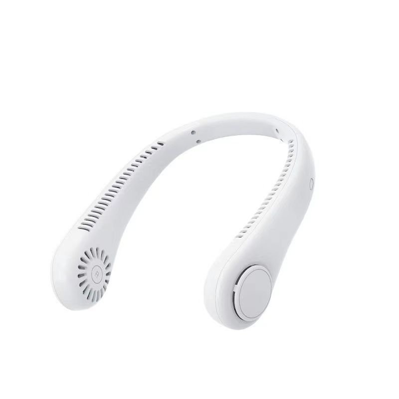 The new household usb rechargeable fan portable outdoor small fan hanging neck mini leafless fan hanging neck