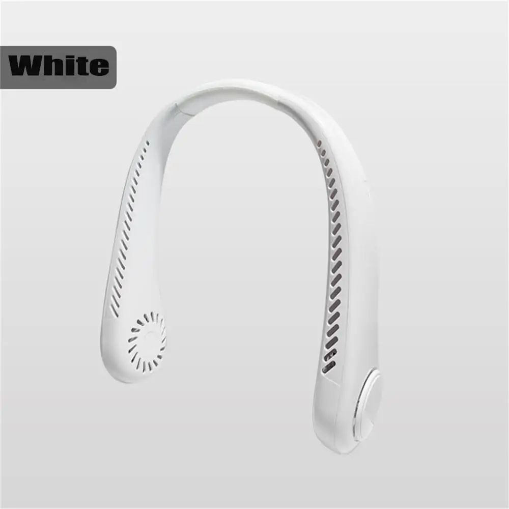 The new household usb rechargeable fan portable outdoor small fan hanging neck mini leafless fan hanging neck