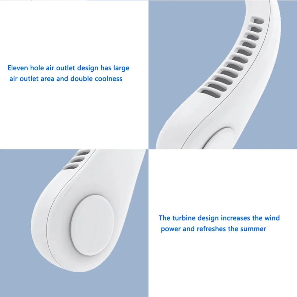 The new household usb rechargeable fan portable outdoor small fan hanging neck mini leafless fan hanging neck