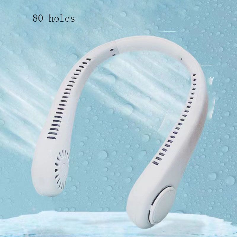 The new household usb rechargeable fan portable outdoor small fan hanging neck mini leafless fan hanging neck