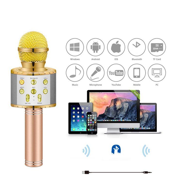 wireless microphone with LED lights professional Karaoke Mic Studio Player Singing Recorder Handheld microphone home KTV