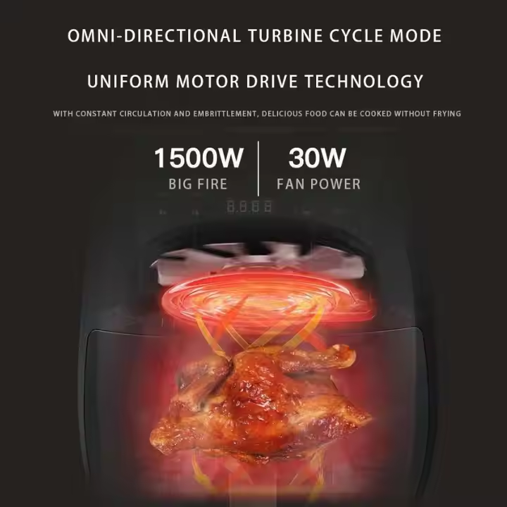 Household large-capacity air fryer, 6l, multi-function air fryer, automatic electric fryer, touch screen, healthy cooking