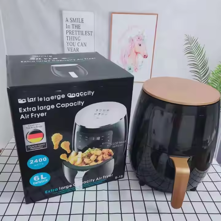 Household large-capacity air fryer, 6l, multi-function air fryer, automatic electric fryer, touch screen, healthy cooking