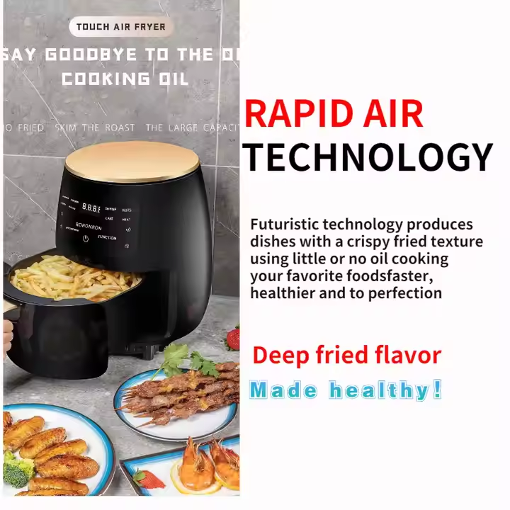 Household large-capacity air fryer, 6l, multi-function air fryer, automatic electric fryer, touch screen, healthy cooking