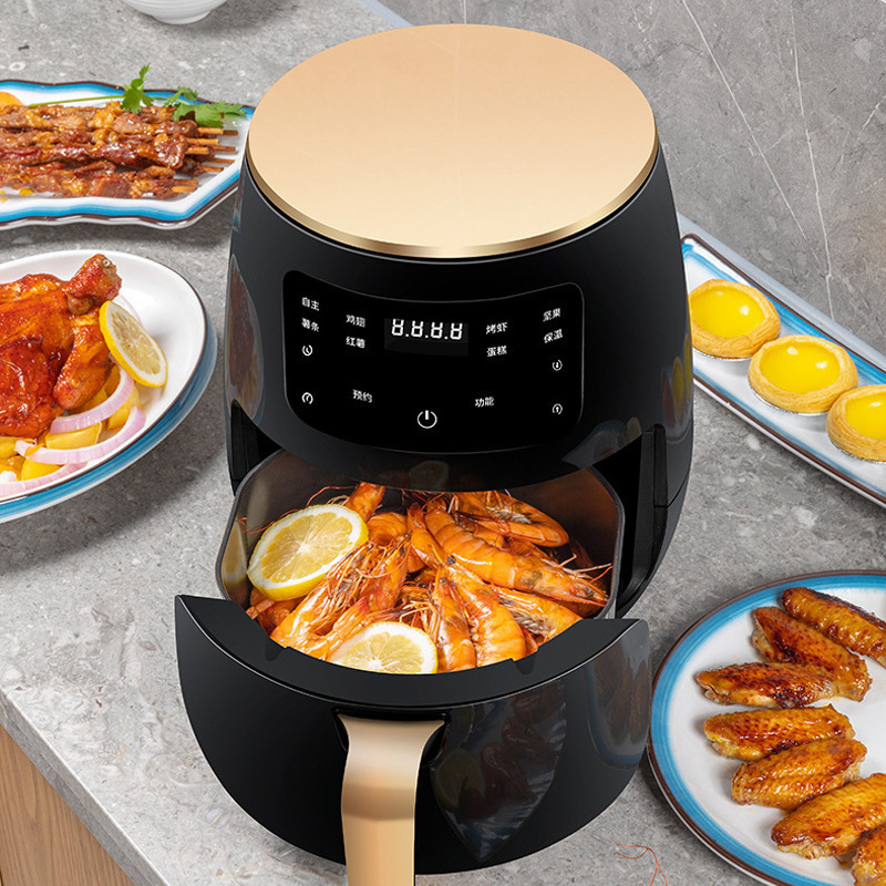 Household large-capacity air fryer, 6l, multi-function air fryer, automatic electric fryer, touch screen, healthy cooking