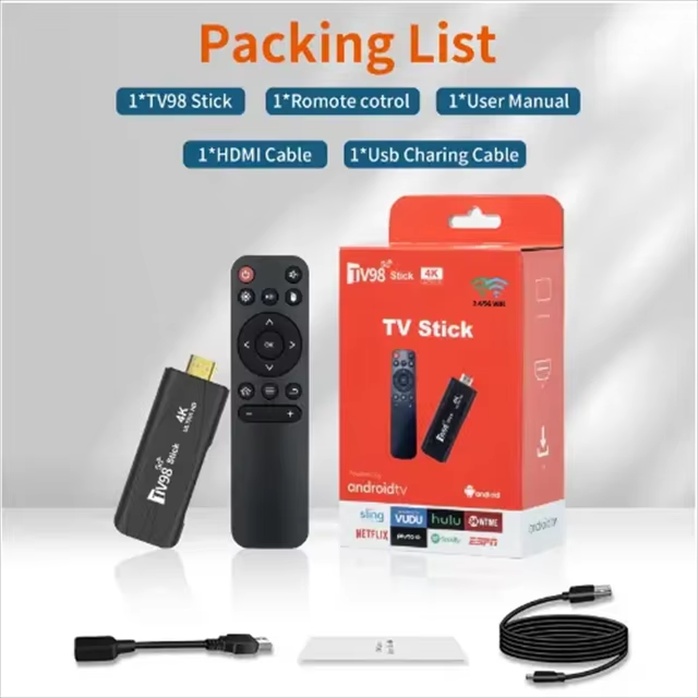 Ultra-high-definition 4K Android 12 TV stick TV98 Stick mini home TV stick RK3228A quad-core support 2.4/5G dual Wifi 1/2GB RAM 8/16GB ROM