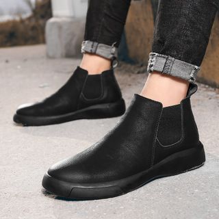Men's Fashion Casual Genuine Leather Ankle Boots Men Climbing Hiking Socks High-top Shoes