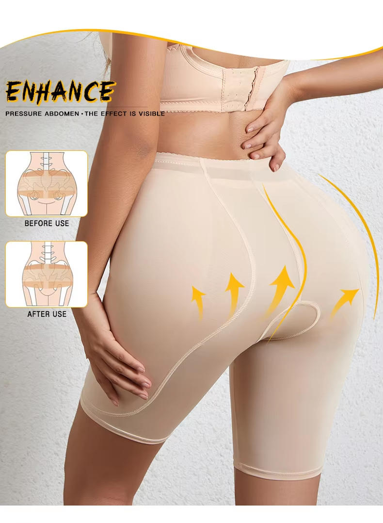 Tighten the buttocks, soft thighs, slimmer shapewear, large size underwear, high waist shorts, buttocks pad, shaping device, women's buttocks lifting underwear, sexy body shaping underwear