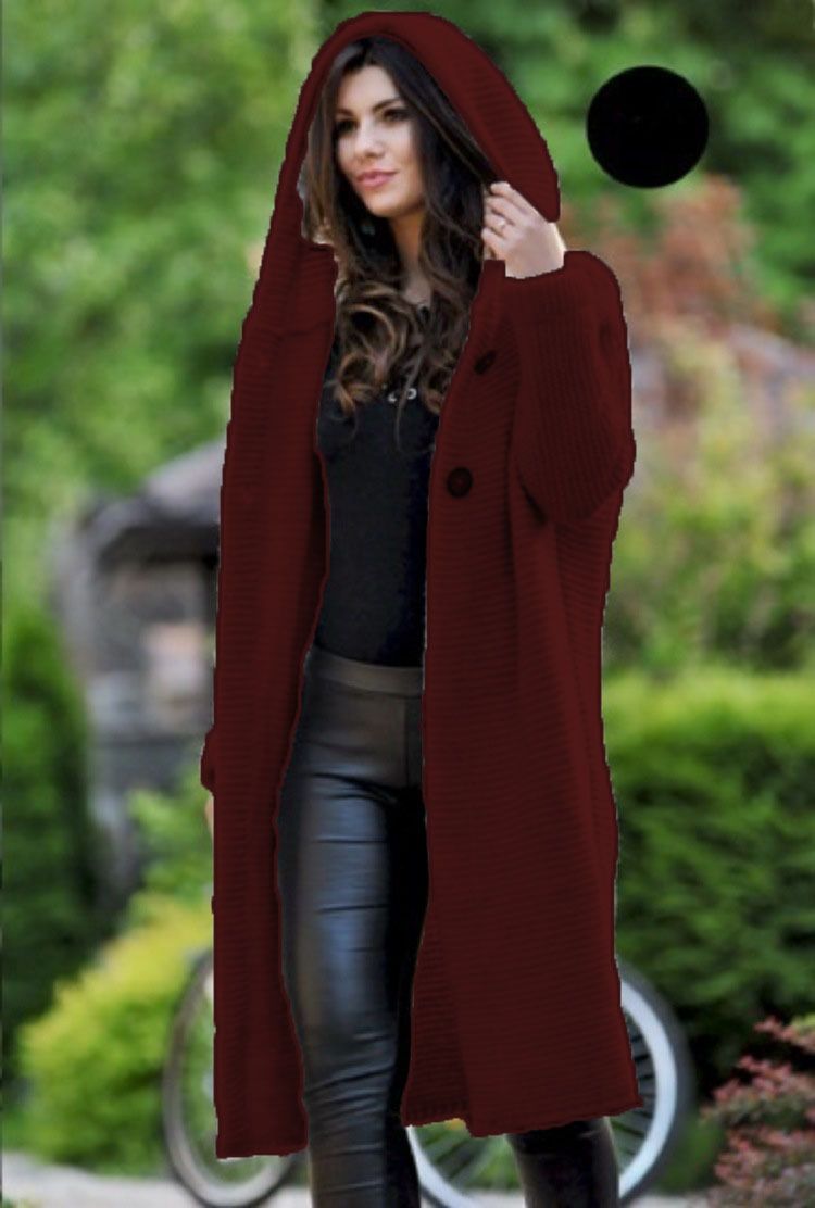 New women's mid-length hooded sweaters, women's knitted cardigans, women's sweaters, autumn cardigans, winter hot styles, plus size women's long coat knitwear