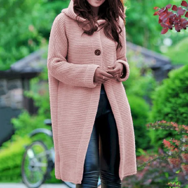 New women's mid-length hooded sweaters, women's knitted cardigans, women's sweaters, autumn cardigans, winter hot styles, plus size women's long coat knitwear