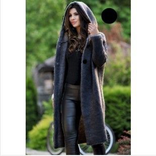 New women's mid-length hooded sweaters, women's knitted cardigans, women's sweaters, autumn cardigans, winter hot styles, plus size women's long coat knitwear