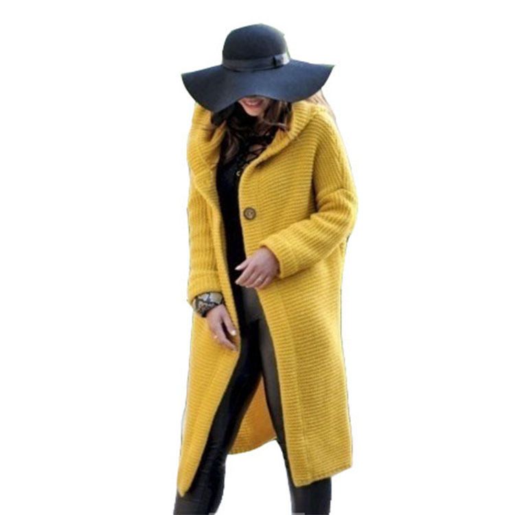 New women's mid-length hooded sweaters, women's knitted cardigans, women's sweaters, autumn cardigans, winter hot styles, plus size women's long coat knitwear