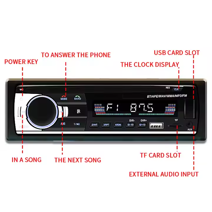 Car MP3 Bluetooth voice hands-free control player,Car radio stereo 12V car FM radio MP3 audio player with USB/SD Bluetooth phone MP3