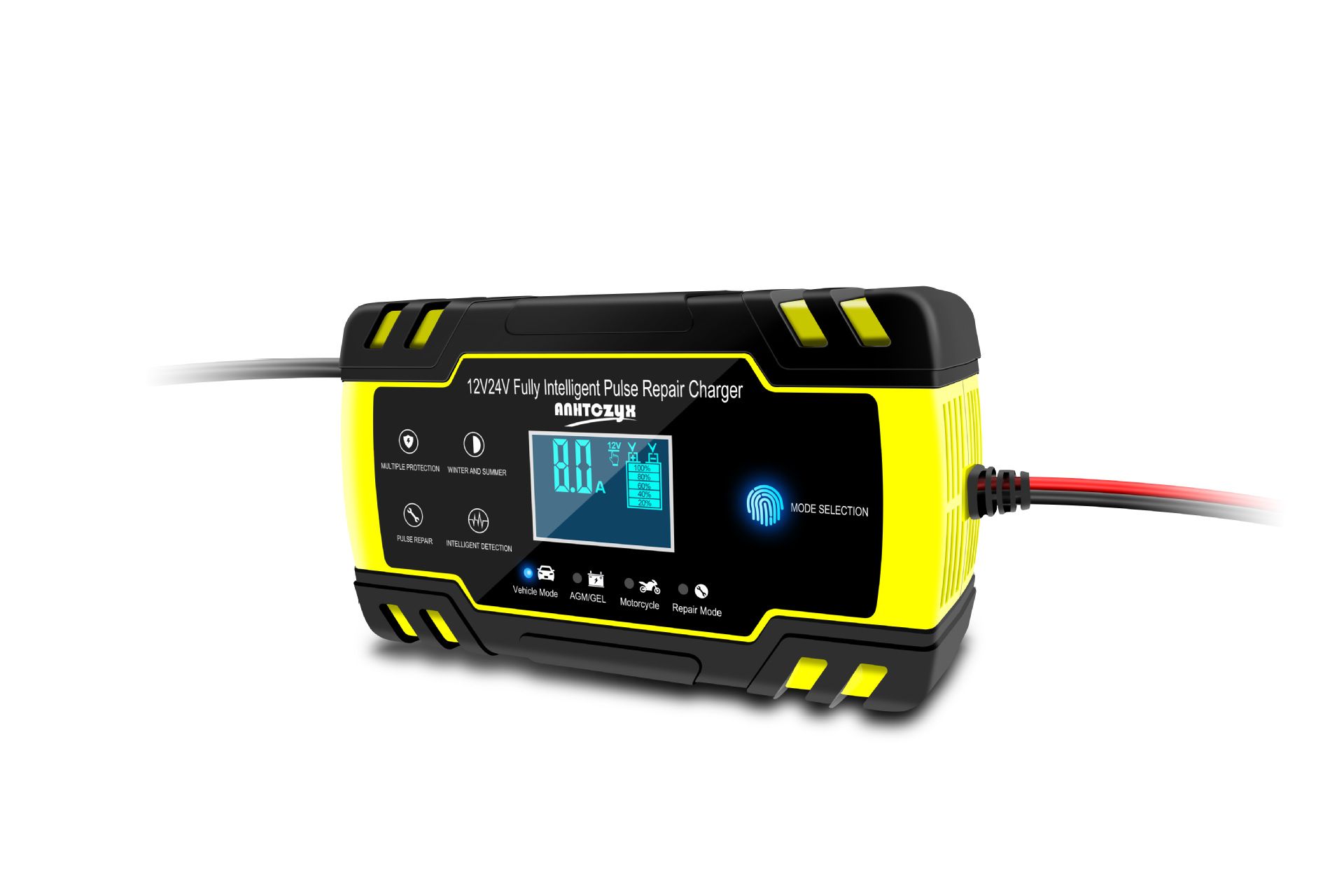 12V-24V 8A automatic battery charger, digital LCD display, car battery charger, power pulse repair charger, wet and dry lead-acid