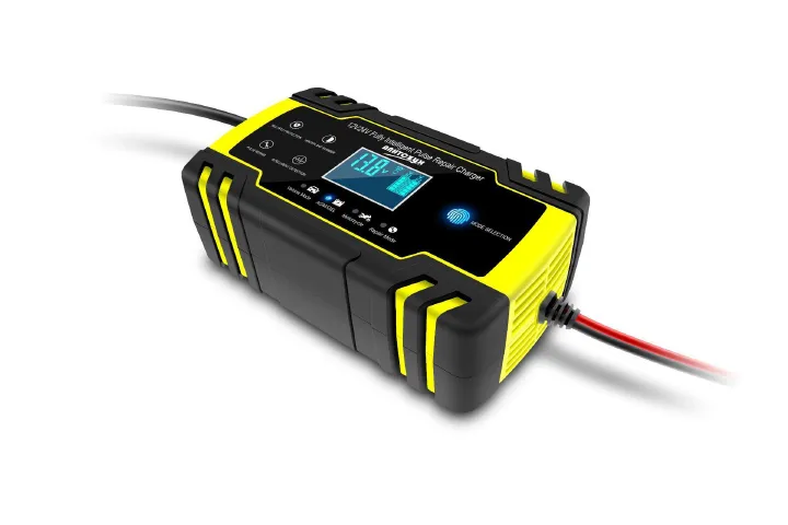 12V-24V 8A automatic battery charger, digital LCD display, car battery charger, power pulse repair charger, wet and dry lead-acid
