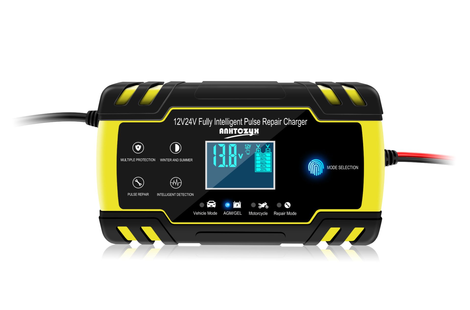 12V-24V 8A automatic battery charger, digital LCD display, car battery charger, power pulse repair charger, wet and dry lead-acid