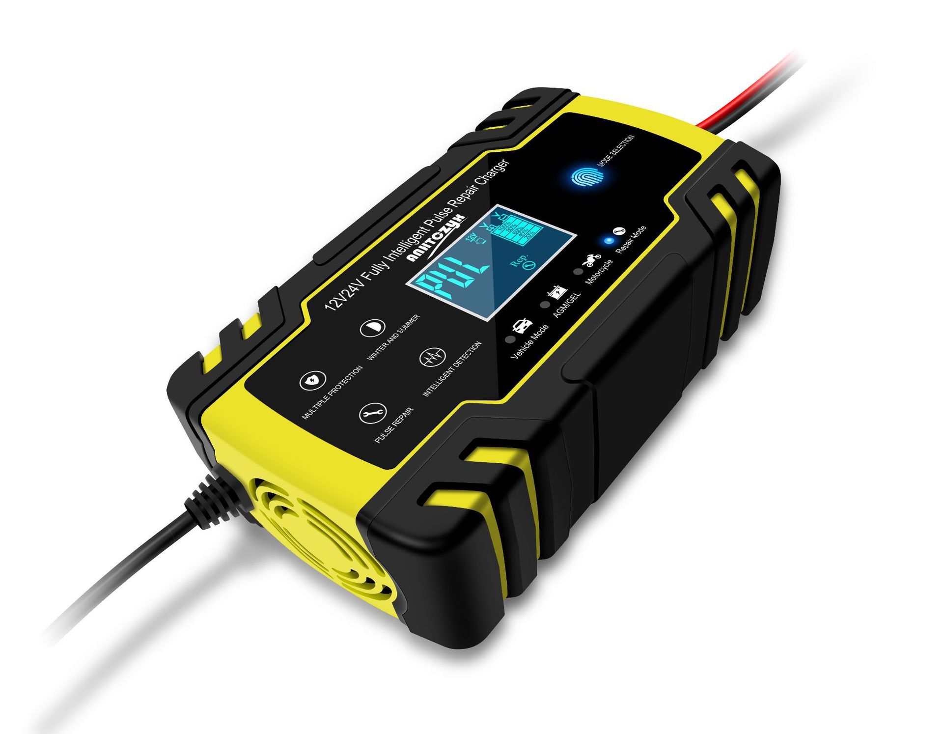 12V-24V 8A automatic battery charger, digital LCD display, car battery charger, power pulse repair charger, wet and dry lead-acid