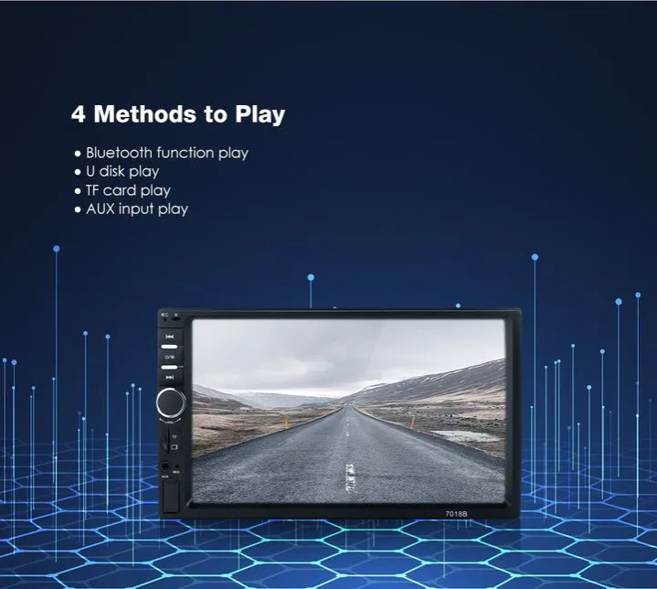 7018B Bluetooth car MP5 player 7-inch TFT touch screen FM radio remote control 8-LED