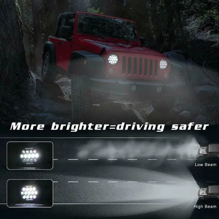 7-inch round 105W car LED headlights, headlights, turn signals, DRL jeep headlights，7-inch wrangler headlight, 13 beads, retro round, daytime running light，
