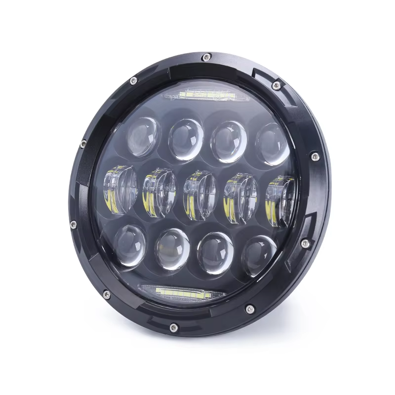 7-inch round 105W car LED headlights, headlights, turn signals, DRL jeep headlights，7-inch wrangler headlight, 13 beads, retro round, daytime running light，