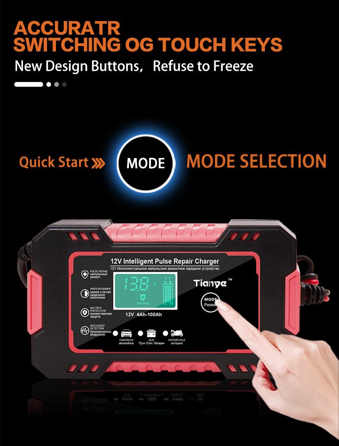 12V6A motorcycle car battery charger charger, automatic car battery charger 12V digital display battery charger power supply Puls repair charger wet and dry lead-acid