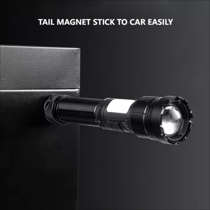 Popular high-power LED flashlight P50 white and red light zoom focusing flashlight type C rechargeable flash with magnet