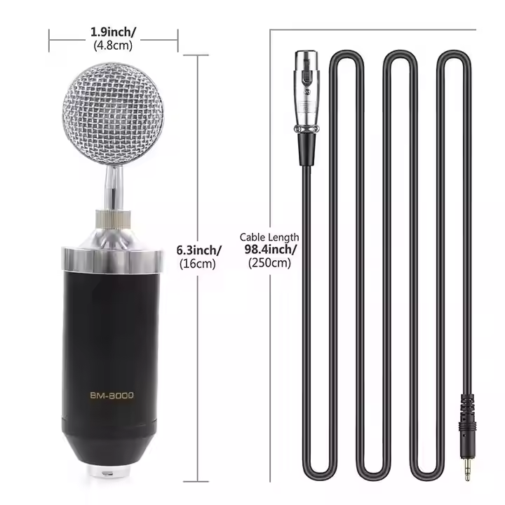 BM-8000 professional recording studio recording condenser wired microphone, recording microphone, broadcast microphone