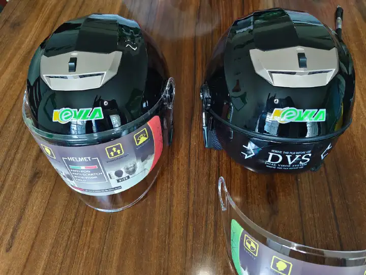 Premium Shining Black Helmet with Dual Reflectors, Washable Removable Inner Cloth, Tinted Sun Glass, Clear Rain Visor, and Top Air Regulator for Comfort and Safety