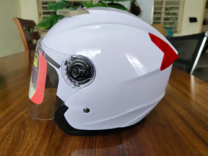 Ultimate White Helmet with Advanced Air Regulator, Washable & Removable Inner Cloth, Tinted Inner Sunlight-Protection Glass, Clear Outer Wind/Rain Shield, Dual Red Reflectors, Enhanced Safety & Comfor