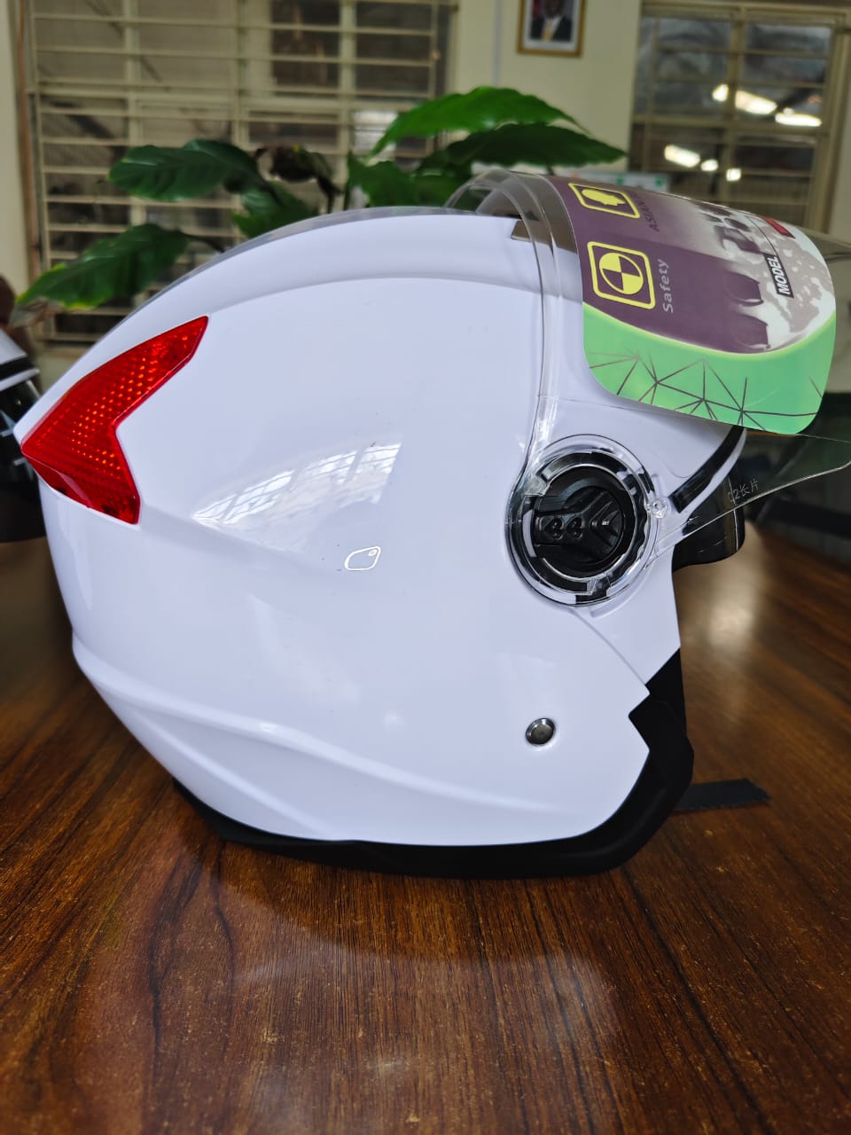 Ultimate White Helmet with Advanced Air Regulator, Washable & Removable Inner Cloth, Tinted Inner Sunlight-Protection Glass, Clear Outer Wind/Rain Shield, Dual Red Reflectors, Enhanced Safety & Comfor