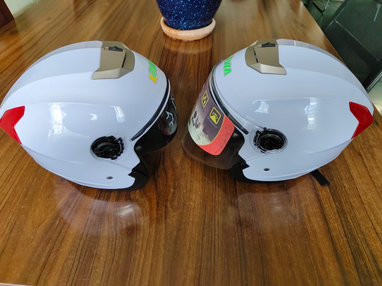 Ultimate White Helmet with Advanced Air Regulator, Washable & Removable Inner Cloth, Tinted Inner Sunlight-Protection Glass, Clear Outer Wind/Rain Shield, Dual Red Reflectors, Enhanced Safety & Comfor
