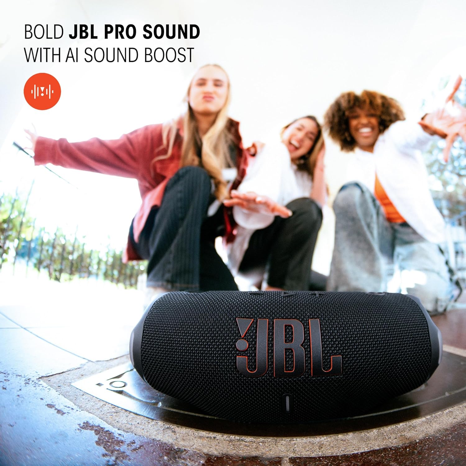 JBL Charge 6 - Portable Waterproof & Drop-Proof Bluetooth Speaker, Bold Pro Sound with AI Sound Boost, 28Hrs of Playtime, Built-in powerbank & Comes with a Sturdy/Removable Carrying Strap (Green)