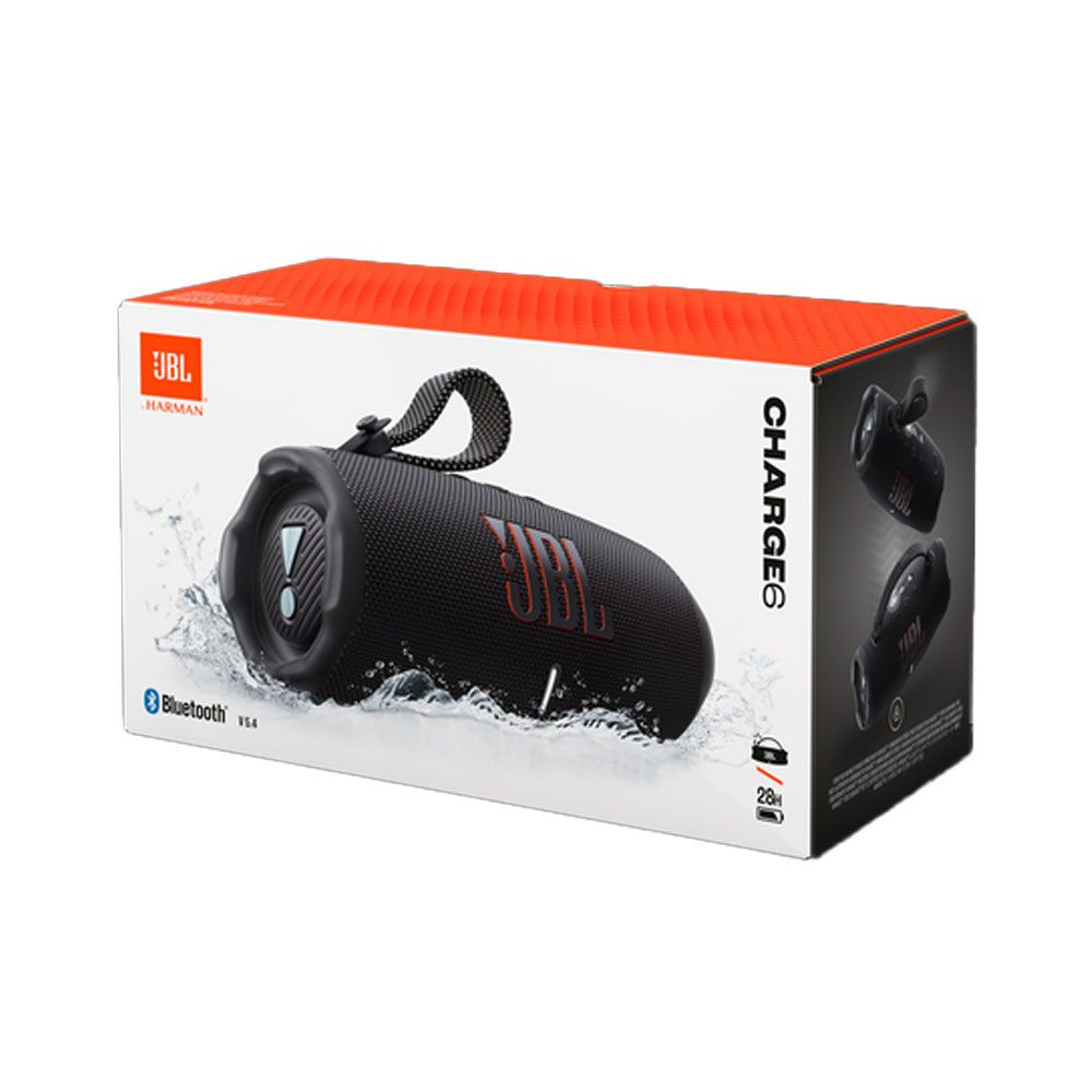 JBL Charge 6 - Portable Waterproof & Drop-Proof Bluetooth Speaker, Bold Pro Sound with AI Sound Boost, 28Hrs of Playtime, Built-in powerbank & Comes with a Sturdy/Removable Carrying Strap (Black)