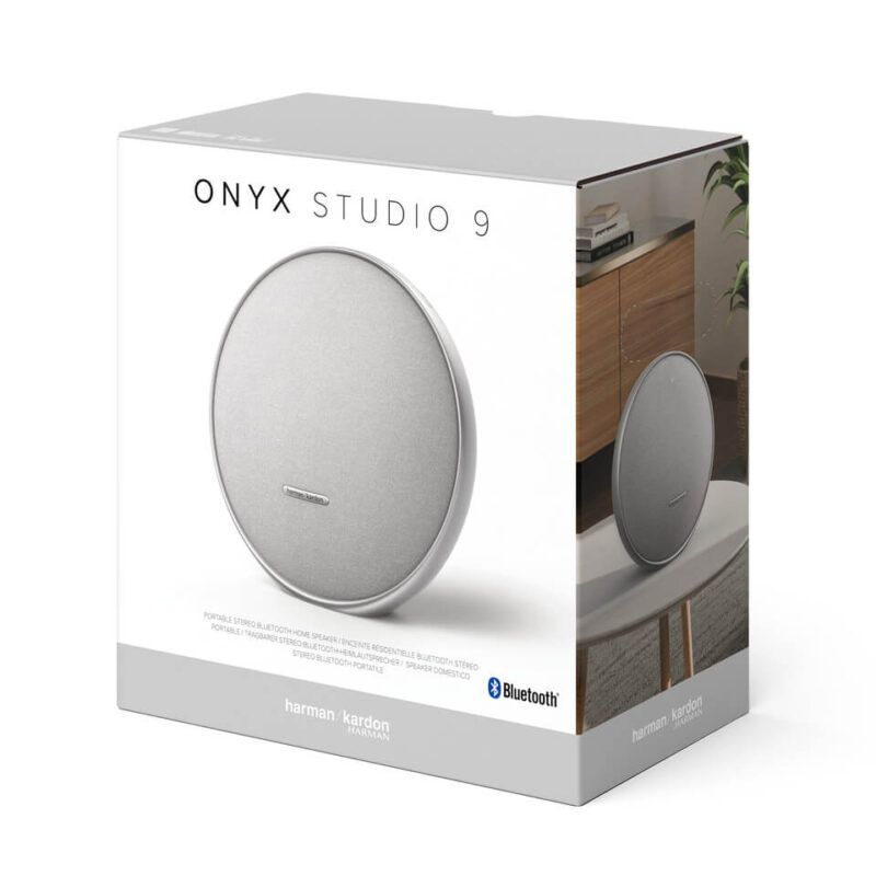 Harman Kardon Onyx Studio 9 Portable Stereo Bluetooth Home Speaker, Superior Sound, Wider Soundstage, Multi-Speaker Connection, Built-in Battery, Self-Tuning, Harman Kardon One App - Grey