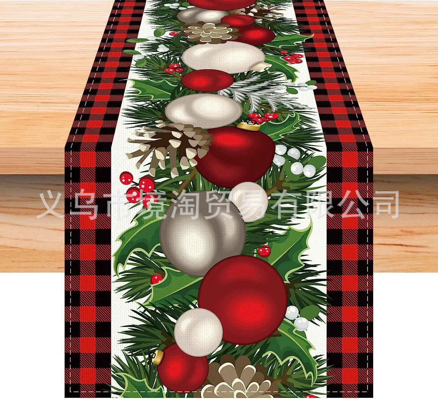 Christmas Table Runner Xmas Linen Table Cover Merry Christmas Decorations  Tablecloth .33*183cm