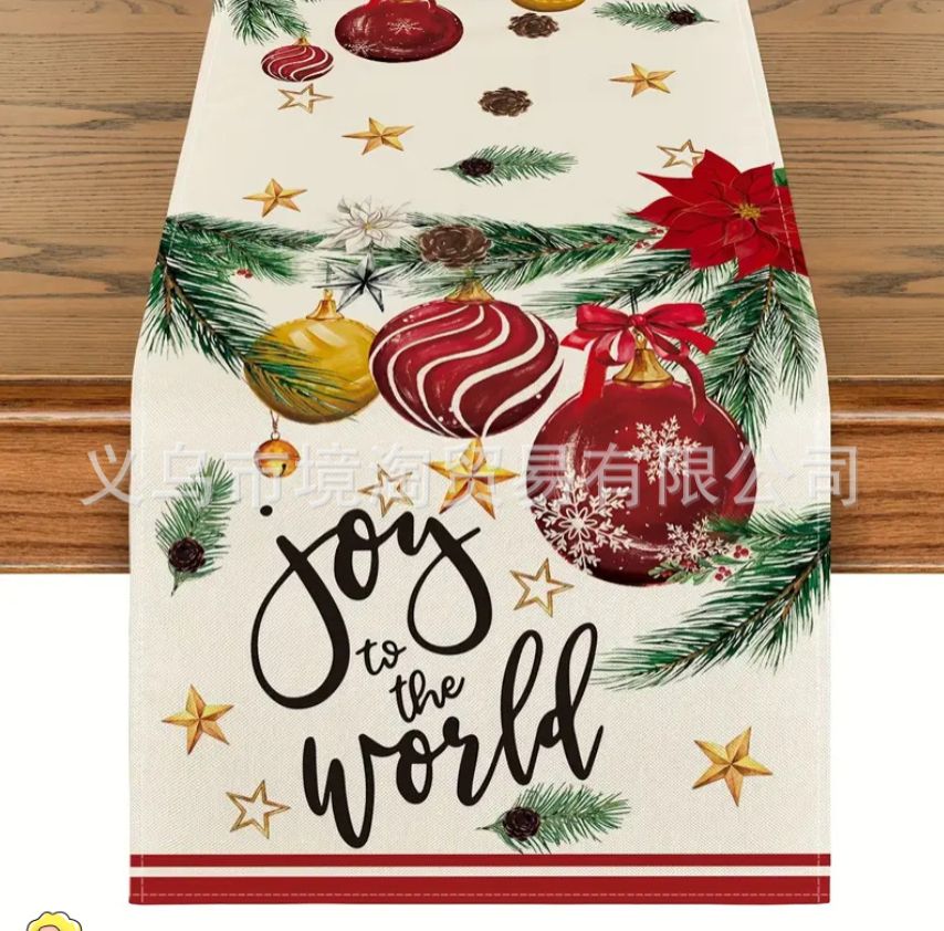 Christmas Table Runner Xmas Linen Table Cover Merry Christmas Decorations  Tablecloth .33*183cm