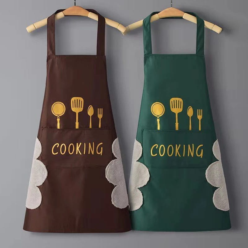 Kitchen Apron with Hand Wipe Pockets