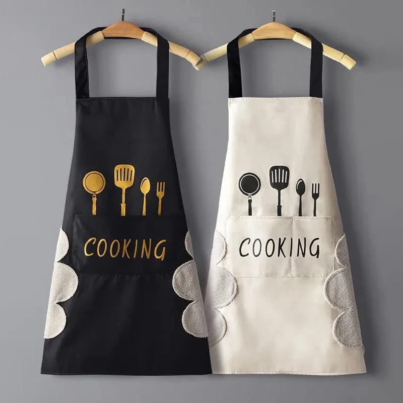 Kitchen Apron with Hand Wipe Pockets