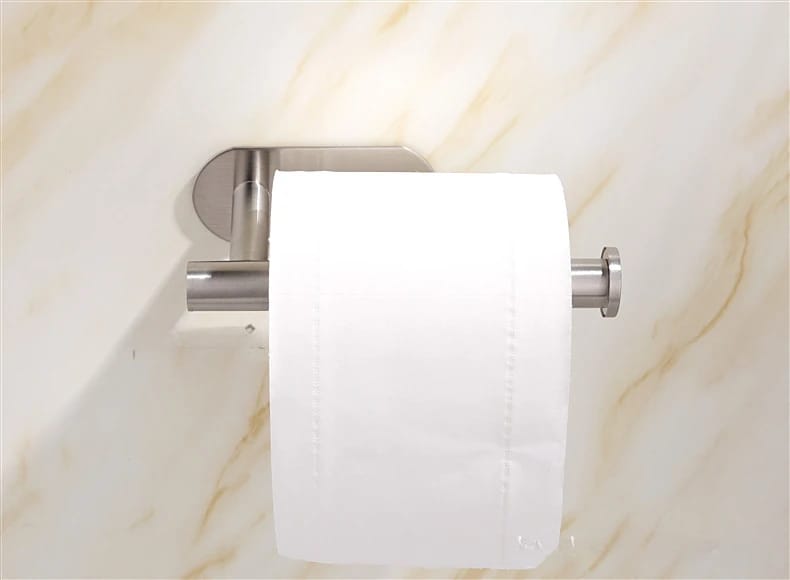 Adhesive Toilet Roll Paper Holder Organizer Wall Mount Storage Stand Kitchen Bathroom No Drill Tissue Towel